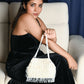 Rajwada Off White Raw Silk Beads And Pearl Tassels Work Hand Bag For Women