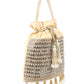Rajwada Cream Raw Silk Beads And Mirror Work Potli Bag For Women
