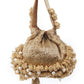 Rajwada Golden Velvet Cutdana And Beads Work Potli For Women