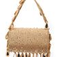 Rajwada Beige Suede Beads And Sequin Tasseled With Mirror Work Hand Bag For Women