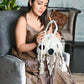 Rajwada Silver Suede Beads Tasseled Potli With Mirror Work Batuas For Women