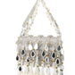 Rajwada Silver Suede With Cutdana, Beads And Mirror Work Tassels Hand Bag For Women