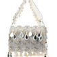 Rajwada Silver Suede With Cutdana, Beads And Mirror Work Tassels Hand Bag For Women