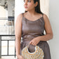 Rajwada Silver And Golden Suede With Beads And Tassels Hand Bag For Women