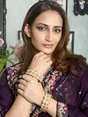 Rajwada Gold Embellished Bangles For Women-Set Of 2