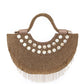 Rajwada Golden Polyester Encompassing With Bead And  Stone Hand Bag For Women