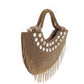 Rajwada Golden Polyester Encompassing With Bead And  Stone Hand Bag For Women