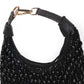 Rajwada Black Beaded Moon Clutch For Women
