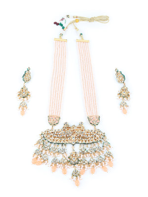 Traditional Baby Pink Peacock Necklace Set