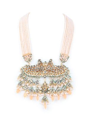 Traditional Baby Pink Peacock Necklace Set