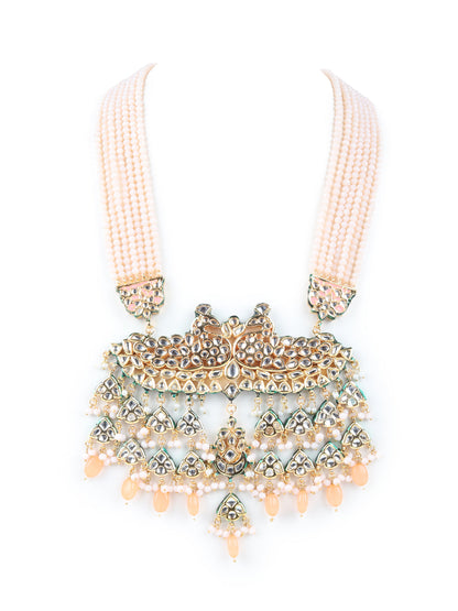 Traditional Baby Pink Peacock Necklace Set