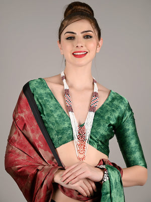 Rajwada Women White And Red Metal Necklace Set With Earrings
