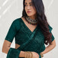 Rajwada Green Georgette Embellished  Saree with Unstitched Blouse For Women