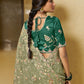 Rajwada Olive Green Net Embroidered Saree With Unstitched Blouse For Women