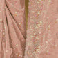 Rajwada Light Pink Net Embroidered Saree With Unstitched Blouse For Women