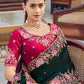Rajwada Teal Georgette Embroidered Saree with Unstitched Blouse For Women