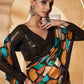 Rajwada Multicolor Satin Printed Saree with Unstitched Blouse For Women