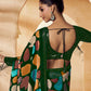 Rajwada Green Satin Printed Saree with Unstitched Blouse For Women
