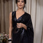 Rajwada Black Georgette Embellished Saree With Unstitched Blouse For Women