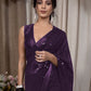 Rajwada Purple Georgette Embellished Saree With Unstitched Blouse For Women