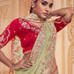 Rajwada Green Georgette Embroidered Saree With Unstitched Blouse For Women