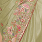 Rajwada Green Georgette Embroidered Saree With Unstitched Blouse For Women