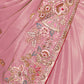 Rajwada Pink Georgette Embroidered Saree With Unstitched Blouse For Women