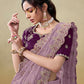 Rajwada Purple Organza Embroidered Saree With Unstitched Blouse For Women