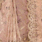 Rajwada Peach Embroidered Net Saree With Unstitched Blouse For Women