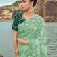 Rajwada Sea Green Embroidered Net Saree With Unstitched Blouse For Women