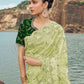 Rajwada Green Embroidered Net Saree With Unstitched Blouse For Women