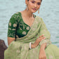 Rajwada Light Green Embroidered Organza Saree With Unstitched Blouse For Women