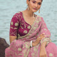 Rajwada Pink Embroidered Organza Saree With Unstitched Blouse For Women