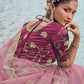 Rajwada Pink Embroidered Organza Saree With Unstitched Blouse For Women
