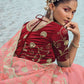Rajwada Peach Embroidered Organza Saree With Unstitched Blouse For Women
