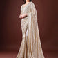 Rajwada Beige Embellished Georgette Saree With Unstitched Blouse For Women
