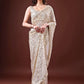 Rajwada Beige Embellished Georgette Saree With Unstitched Blouse For Women