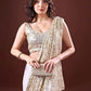 Rajwada Beige Embellished Georgette Saree With Unstitched Blouse For Women