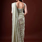Rajwada Olive Embellished Georgette Saree With Unstitched Blouse For Women