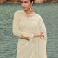 Rajwada Cream Embellished Net Saree With Unstitched Blouse For Women