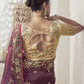 Rajwada Wine Organza Embroidered Saree With Unstitched Blouse For Women