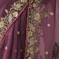Rajwada Wine Organza Embroidered Saree With Unstitched Blouse For Women