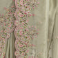 Rajwada Light Green Silk Blend Embroidered Saree With Unstitched Blouse For Women