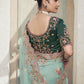 Rajwada Light Blue Silk Blend Embroidered Saree With Unstitched Blouse For Women