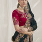 Rajwada Dark Green Georgette Embroidered Saree With Unstitched Blouse For Women