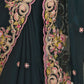 Rajwada Dark Green Georgette Embroidered Saree With Unstitched Blouse For Women