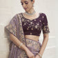 Rajwada Lavender Silk Blend Embroidered Saree With Unstitched Blouse For Women