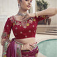 Rajwada Pink Silk Blend Embroidered Saree With Unstitched Blouse For Women