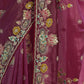 Rajwada Pink Silk Blend Embroidered Saree With Unstitched Blouse For Women