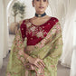 Rajwada Green Georgette Embroidered Saree With Unstitched Blouse For Women